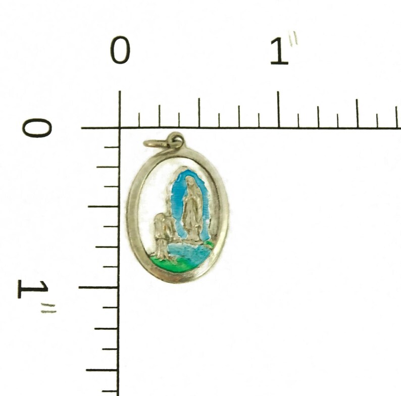 Our Lady of Lourdes Pendant Medal Vintage Color Openwork Oval Italy - Etsy