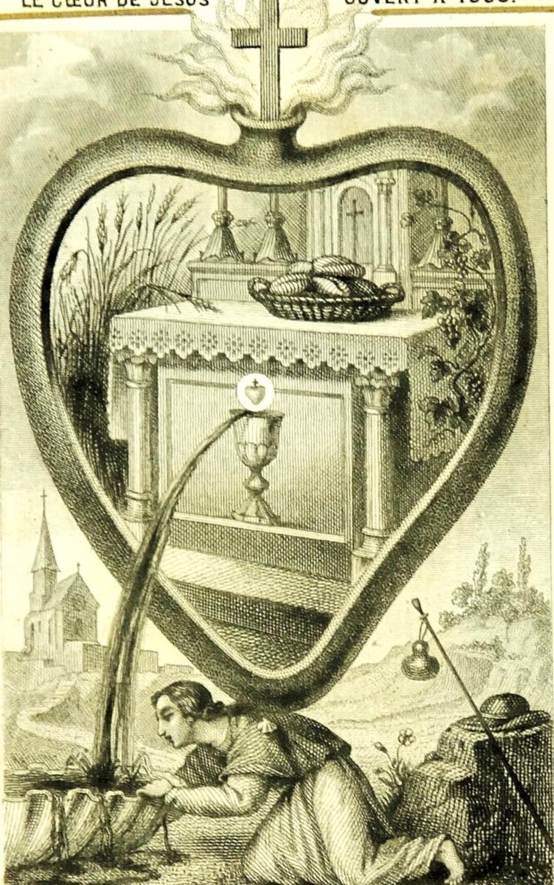 Sacred Heart of Jesus Pouring Out Antique Lace Holy Card French Canivet ...