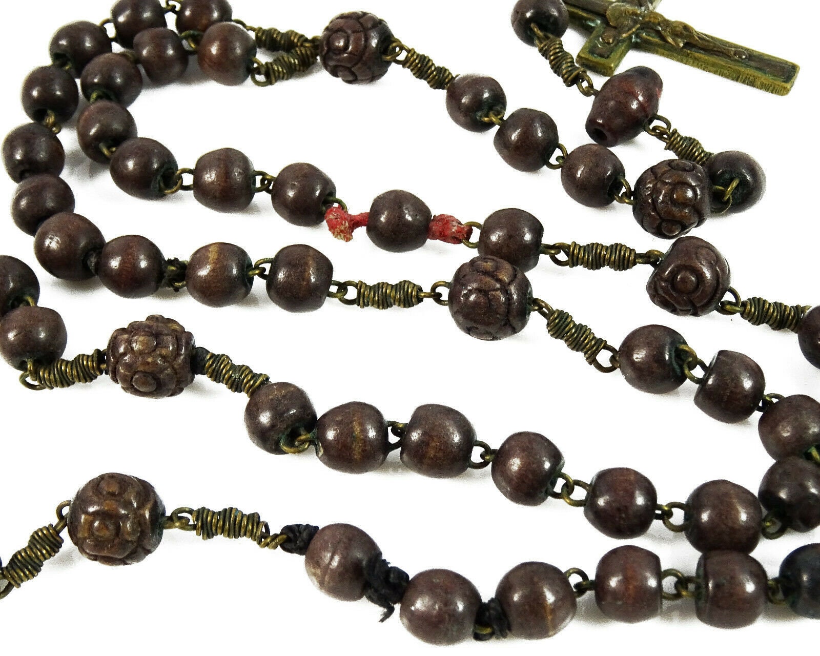 Unusual Antique Rosary with Extra Beads Carved Wood Wooden Etsy