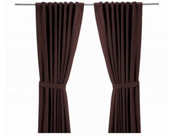 Ikea Pair 2 Panels Of Ritva Brown Curtains 57x98 Etsy