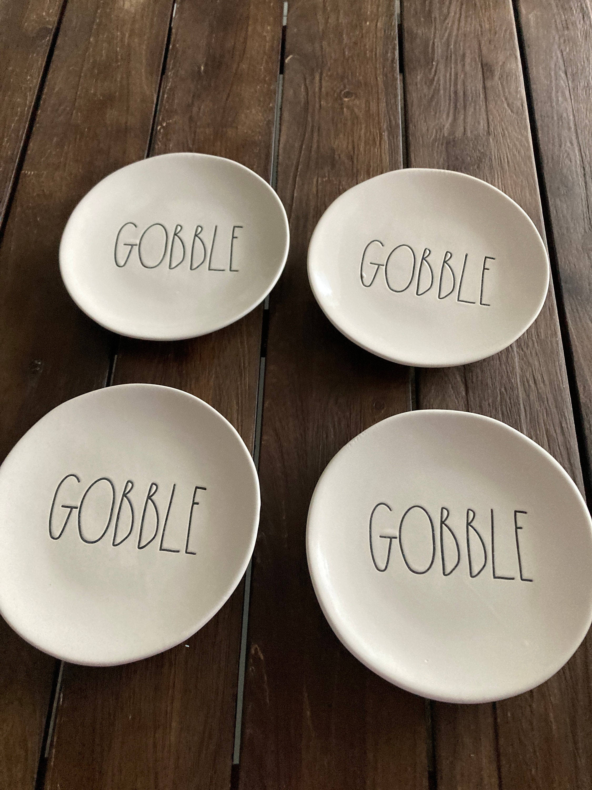 Set of 4 Rae Dunn Gobble salad plates