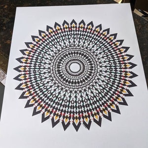 Original Mandala Drawing, Mandala Art, Psychedelic Art, 14x17 Wall Art, Unframed Art, Meditative Art, Detailed Mandala, Mandala, Op Art image 1