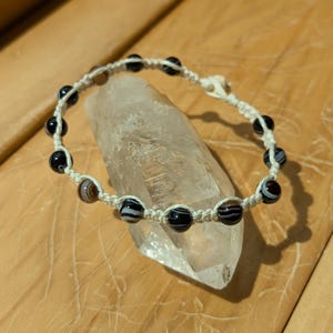 Botswana Agate Bracelet, Botswana Agate Jewelry, Botswana Agate Gift, Botswana Agate Beads, Agate Hemp Bracelet, Agate Bracelet, Agate Gift