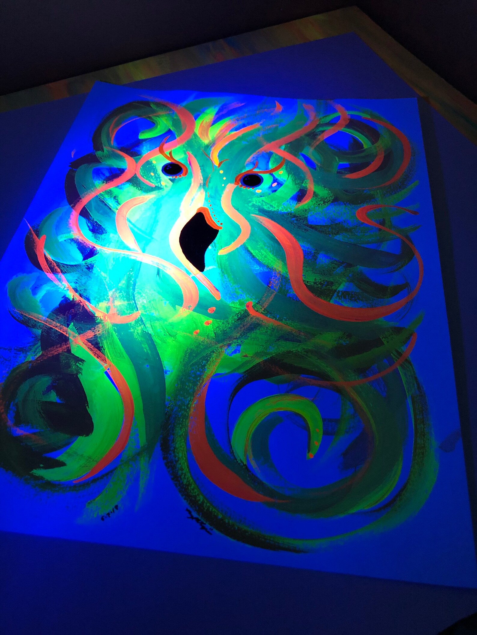 Black Light Art Black Light Painting Abstract Acrylic Etsy