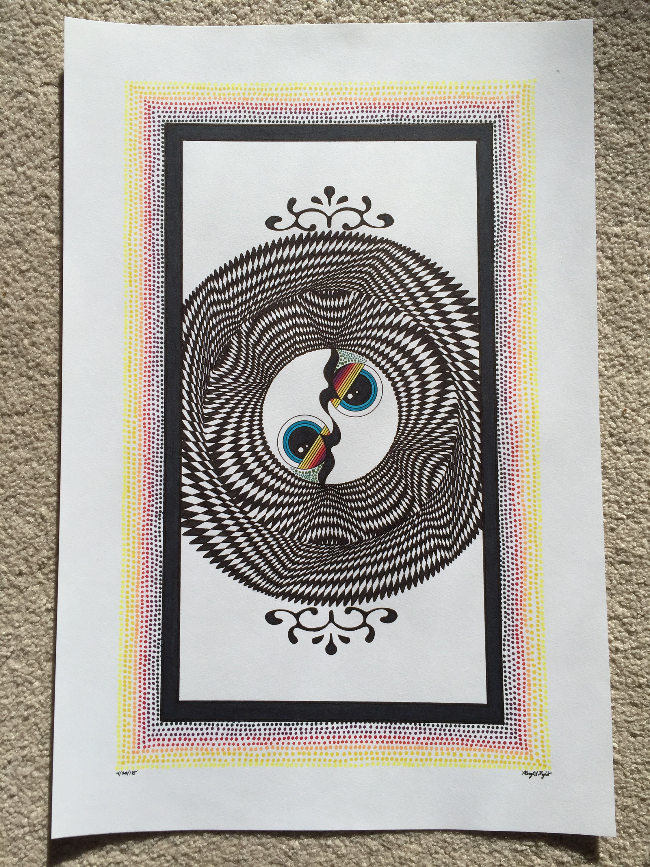 Op Art, Psychedelic Art, Eye Art, Original Op Art, Sharpie