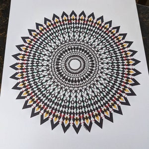 Original Mandala Drawing, Mandala Art, Psychedelic Art, 14x17 Wall Art, Unframed Art, Meditative Art, Detailed Mandala, Mandala, Op Art image 5