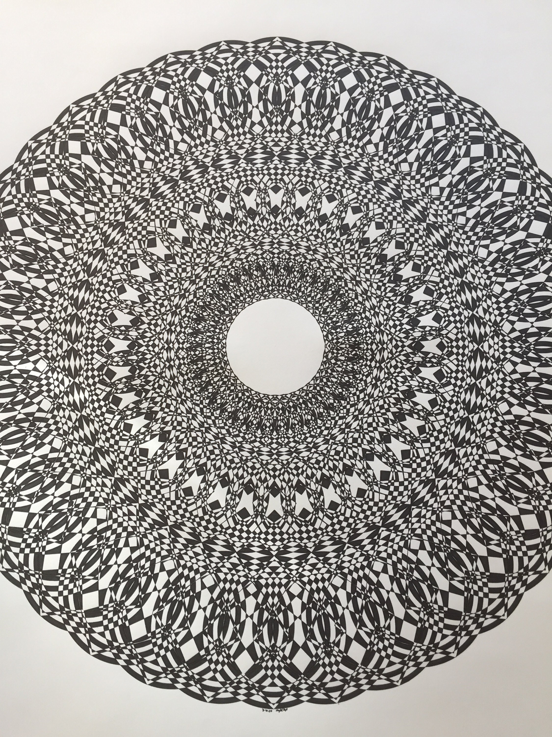 Rupsa drawing $ - Mandala art 😊 black paper with white pen 😊