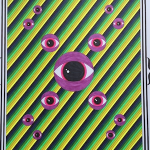Arte de los ojos, arte psicodélico, arte óptico, arte op, 14 x 17 arte de la pared, arte original del cartel, arte de la luz negra, arte de trippy, arte de la afición, arte ácido, arte ácido