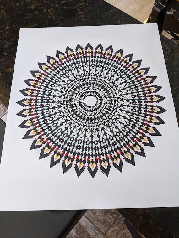 Original Mandala Drawing, Mandala Art, Psychedelic Art, 14x17 Wall Art,  Unframed Art, Meditative Art, Detailed Mandala, Mandala, Op Art -   Canada