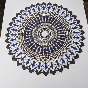 Original Mandala Drawing, Mandala Art, Psychedelic Art, 14x17 Wall Art, Unframed Art, Meditative Art, Detailed Mandala, Mandala, Op Art image 10