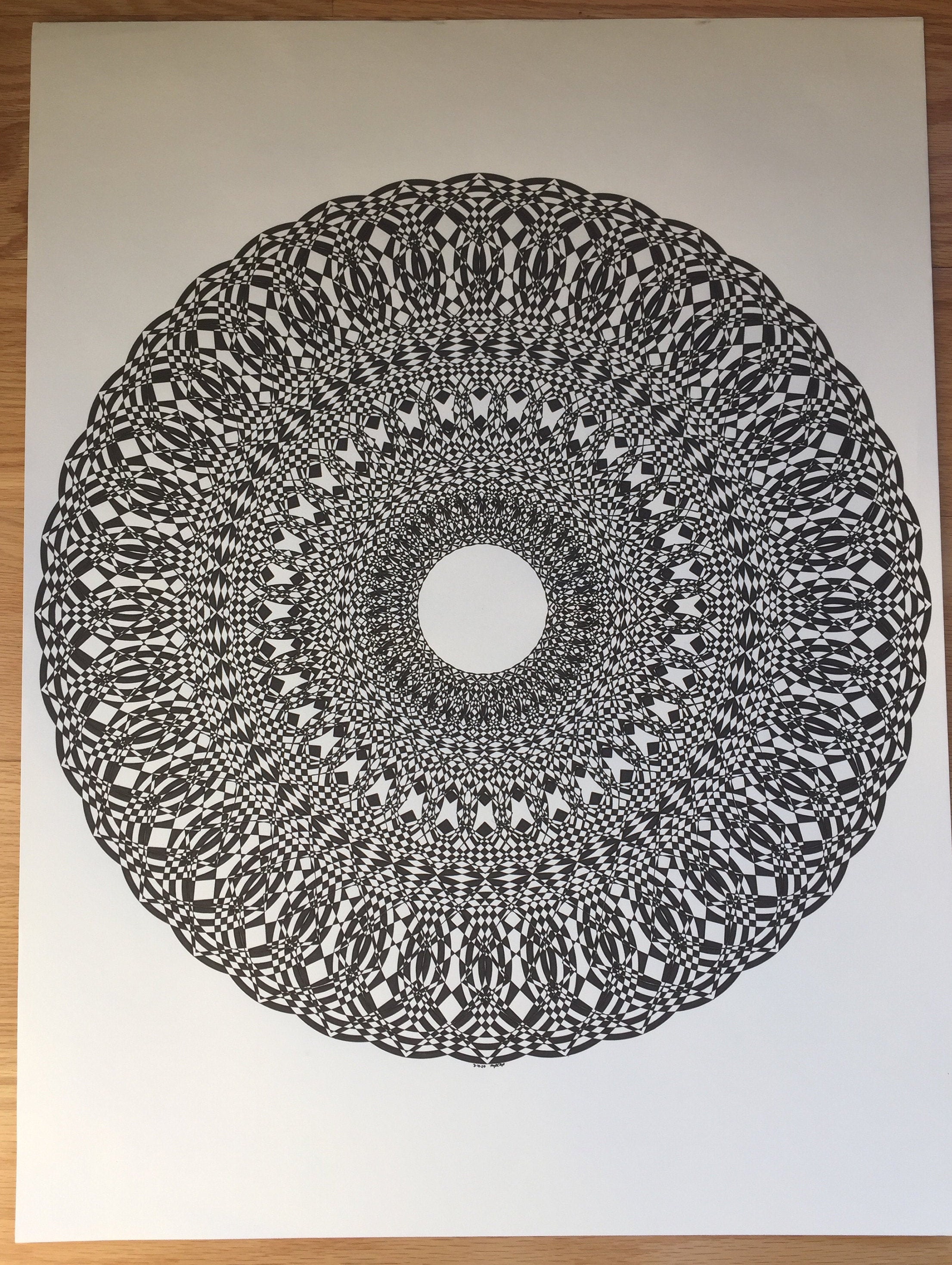 Hand Drawing Mandala-Black & White Original Unique Beautiful Flower Mandala  Art.