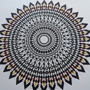 Original Mandala Drawing, Mandala Art, Psychedelic Art, 14x17 Wall Art, Unframed Art, Meditative Art, Detailed Mandala, Mandala, Op Art image 10