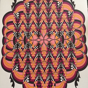 Arte psicodélico, arte óptico, arte op, arte meditativo, 11 x 14 arte de pared, arte original del cartel, dibujo de la pluma y la tinta, arte de la pluma, arte de latifique
