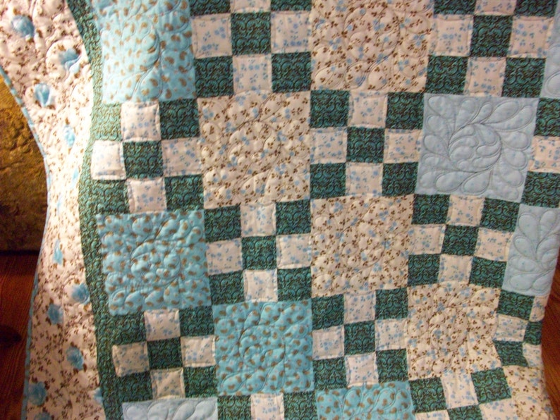 ART DECO BLUE Quilt 89 x 91 Etsy