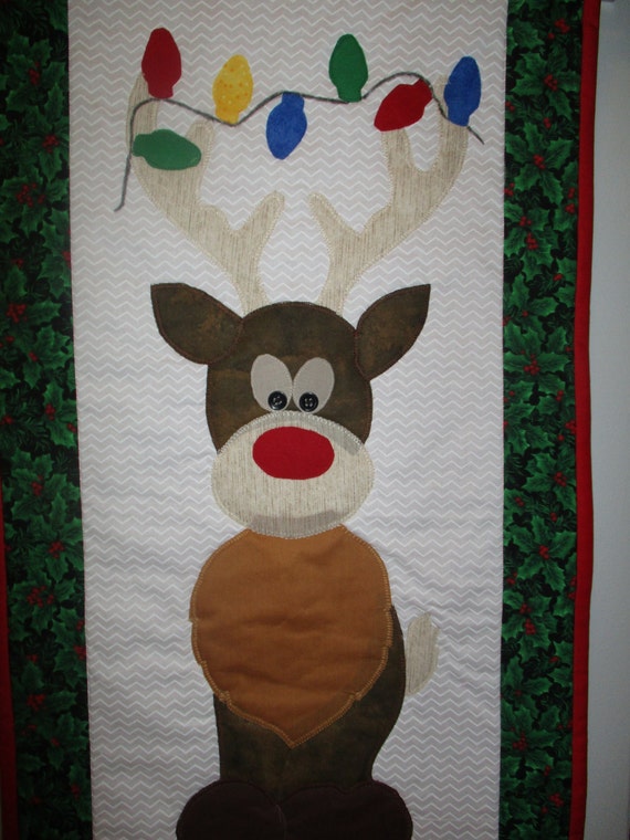 REINDEER WallHanging Handsewn 15 X 29 Etsy