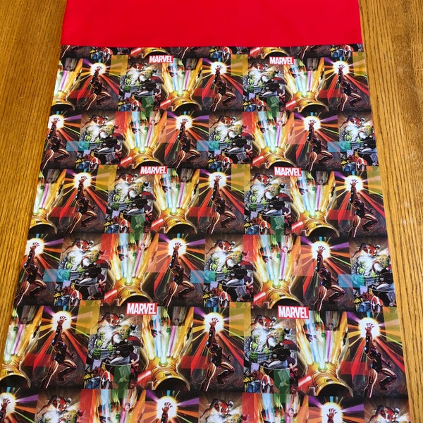 Marvel Super Heroes Pillowcase.  Queen Size.  20” x 29”