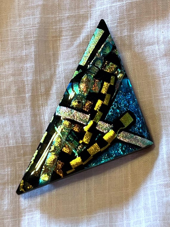 Hand Crafted Glass Brooch, Dichroic Glass