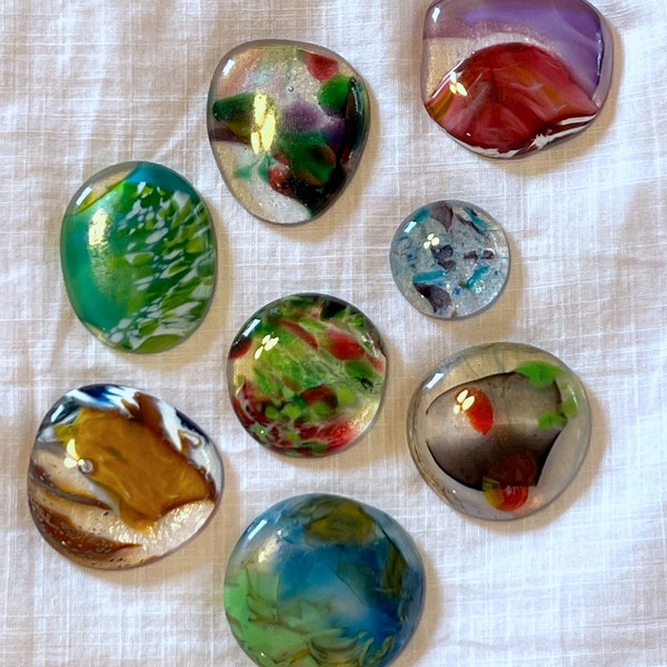 8 Glass Gems for Craft or Jewelry, Glass Globs, Warm Glass