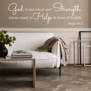 Vinyl Wall Art Bible Quote Psalm 46:1  verse Modern Decal Home Bedroom Sticker Decoration