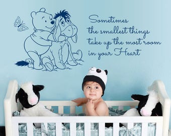 Winnie The Pooh Smallest Things Wall Sticker Quote Kids Boys Girl Bedroom Baby Nursery Decoration