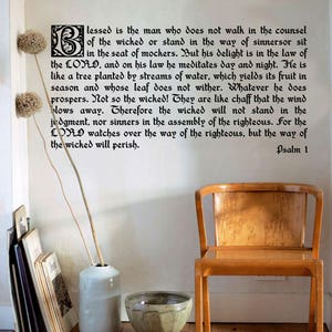 Vinyl Wall Art Bible Quote Psalm 1 Modern Decal Home Bedroom Sticker Decoration