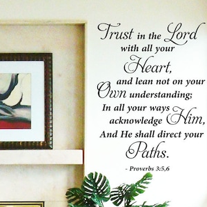 Vinyl Wand Kunst Aufkleber Große Bibel Vers Zitat &quot;Trust in the Lord&quot; Sprüche 3: 5,6 Schlafzimmer Aufkleber