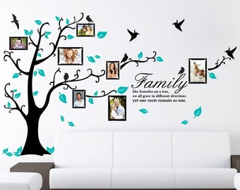 Arbre généalogique Oiseau Cadre Photo Stickers Muraux Citations Art Stickers Muraux Décoration de La Maison