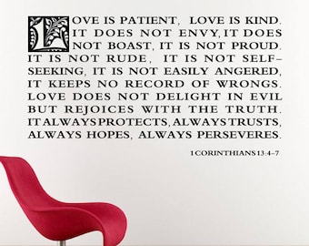 Vinyl Wall Art Stickers Large Bible verse Quote Love 1 Corinthians 13 Bedroom Decal