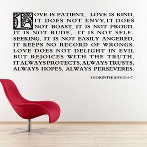 Vinyl Wall Art Stickers Large Bible verse Quote Love 1 Corinthians 13 Bedroom Decal