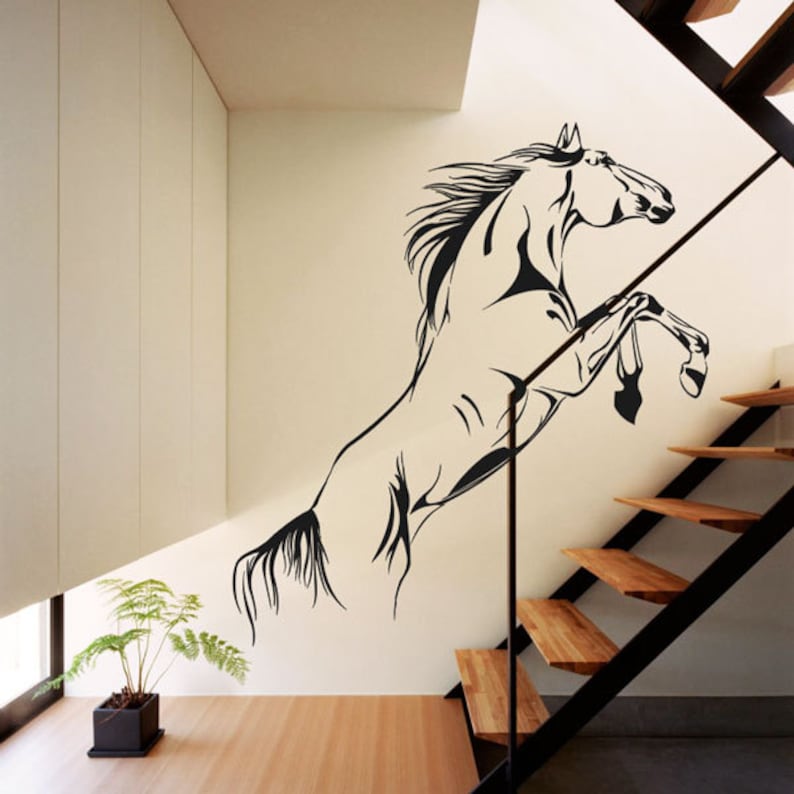 Large Jumping Horse Wall Art Stickers, Vinyl-Decal Stylish Home Graphics Bedroom image 1