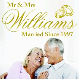 Large Personalized name  Mr&Mrs Wedding Wall Sticker Name Quote-Decal Bedroom Lounge