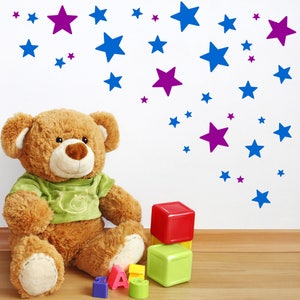 62 Mix size Stars Wall Stickers Kid Decal Art Nursery Bedroom Vinyl Decoration image 4