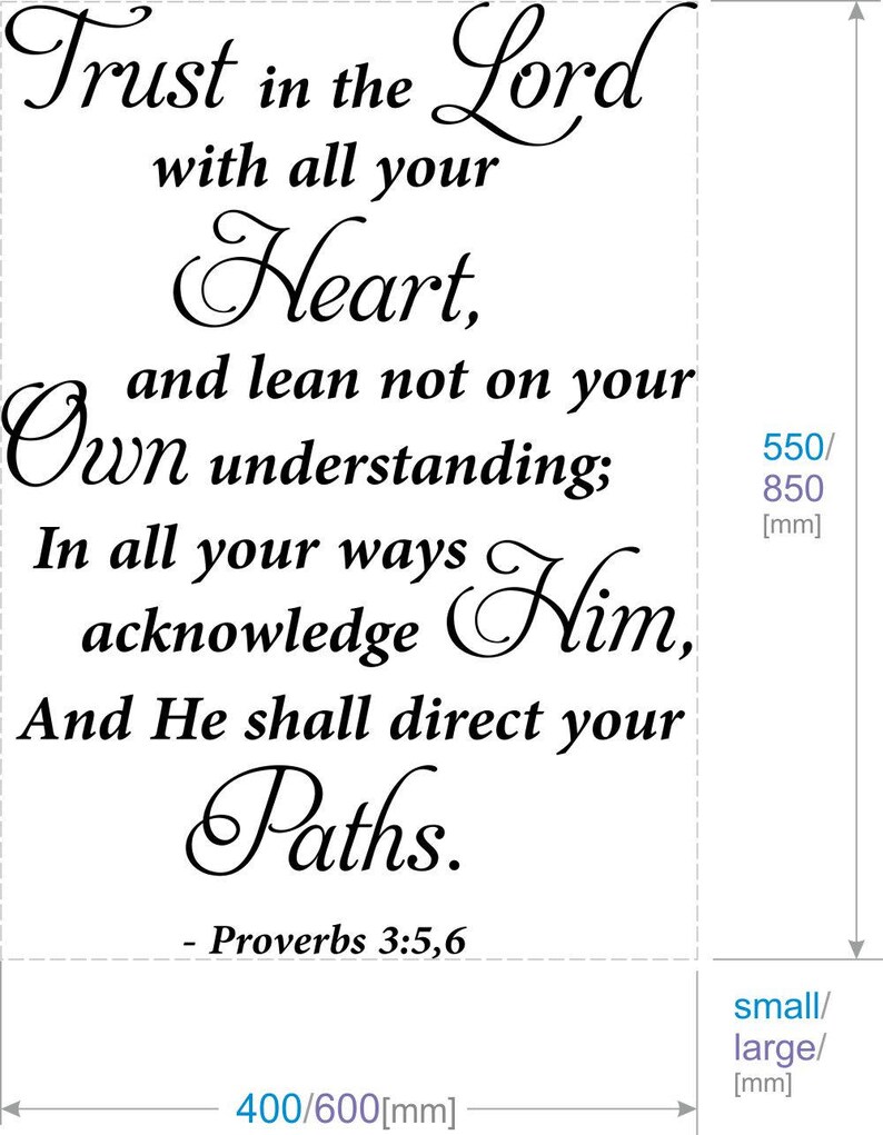Vinyl Wall Art Stickers Large Bible Quote trust in the Etsy