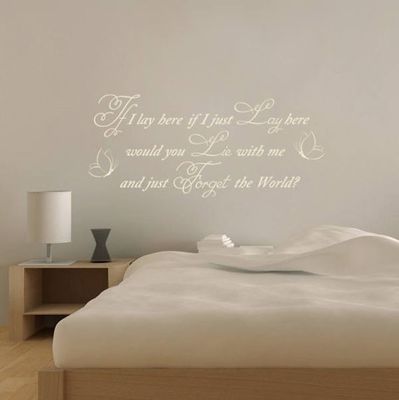 Vinyl Wall LARGE /"IF I LAY HERE-SNOW PATROL-CHASING CARS/"ART QUOTE STICKER 2