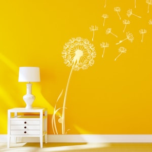 Sticker décoratif mural en vinyle pour chambre à coucher, fleur, pissenlit, décoration murale