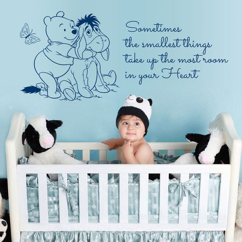 Winnie The Pooh Smallest Things Wall Sticker Quote Kids Boys Girl Bedroom Baby Nursery Decoration image 1