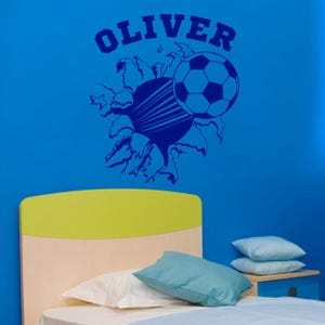 Personalized name large FLYING FOOTBALL Wall Art Decal Stickers Play kids Room image 6