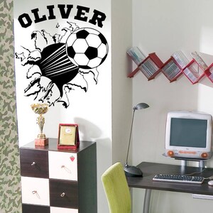 Personalized name large FLYING FOOTBALL Wall Art Decal Stickers Play kids Room image 3