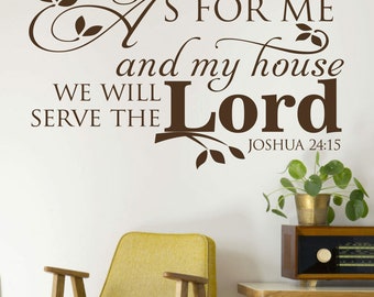 Vinyl Wall Art Stickers Inspirational  Bible verse Quote Joshua 24;15 But as for me and my house