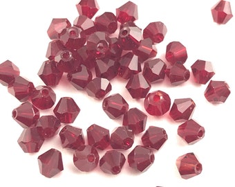 100/200Pcs 4mm Dark Red Glass Bicone Beads, Bulk Pack Beads, BEA1109