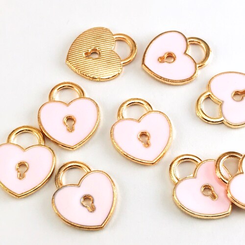 30 Pack Enamel Pink Heart Charms for Jewelry Making 7mm Bulk Etsy