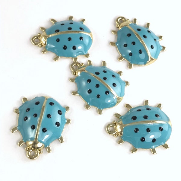 5/10Pcs Enamel Ladybug Charms, 17mm, For Jewelry Making Bulk Pack CHA1217