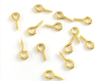 200/400Pcs Gold Eye Screw Bails 8x4mm, Jewelry and Crafting Findings, Bulk Pack FIN1007