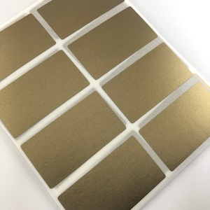 Lot de 100 autocollants promotionnels rectangulaires à gratter, dorés, 42 mm - EMB1091