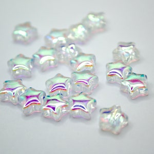 30/60Pcs 8mm AB Transparent Star Rainbow Electroplate Glass Beads, Bulk Pack Beads, BEA1358