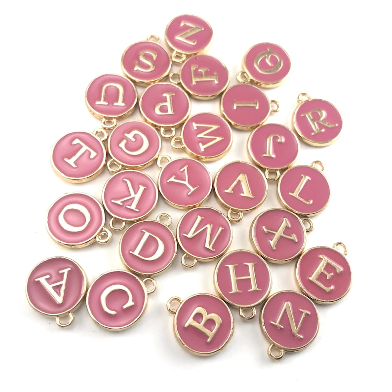 26 Pack Pink Enamel Letter Pendant Charms Full Alphabet 2 Etsy