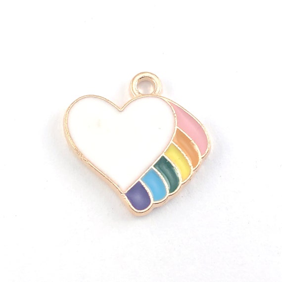 10 Pack Enamel Rainbow Heart Charms for Jewelry Making 18mm - Etsy