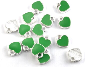 Enamel Green Heart Diffuser Charm Beads Cage Locket 5X-K1216 Enamel Green Heart Diffuser Charm Beads Cage Locket 5X-K1216
