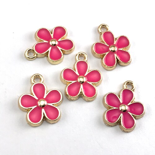 5/10pcs Enamel Red Flower Jewelry Pendant Charms Bulk Pack Etsy UK