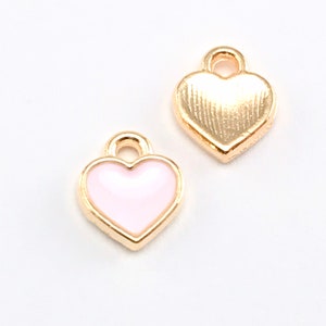 15/30pcs Enamel Pink Heart Charms for Jewelry Making 7mm Bulk - Etsy
